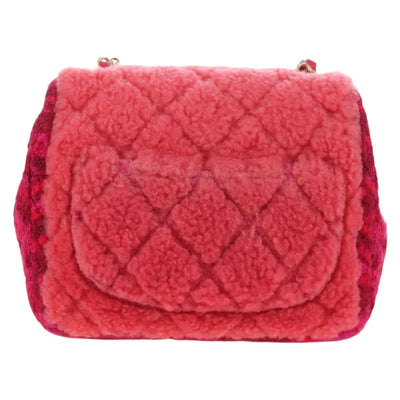 CHANEL Mini Matelasse 17 Chain Shoulder Bag tweed Pink Gold CC Auth 200776SAM - 0