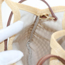 Miu Miu Ivy Hand Bag Canvas 2way Beige Gold Auth 200777SAM-23