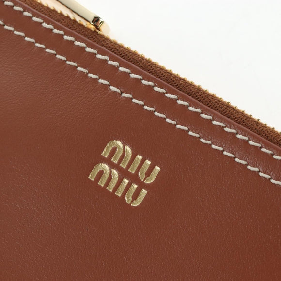 Miu Miu Ivy Hand Bag Canvas 2way Beige Gold Auth 200777SAM