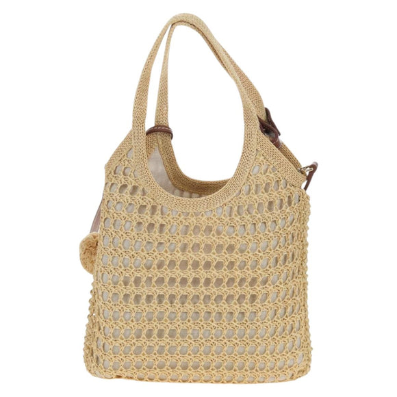 Miu Miu Ivy Hand Bag Canvas 2way Beige Gold Auth 200777SAM
