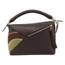 LOEWE Puzzle Bag Small Leather 2way Brown Gold Auth 200778SAM-2