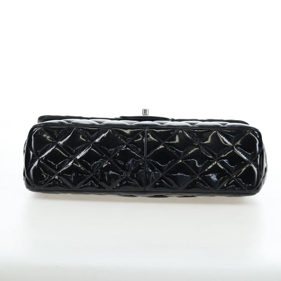 CHANEL Big Matelasse 30 Chain Bag Patent leather Black Silver CC Auth 200779M