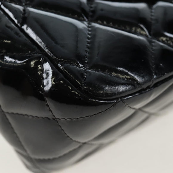 CHANEL Big Matelasse 30 Chain Bag Patent leather Black Silver CC Auth 200779M