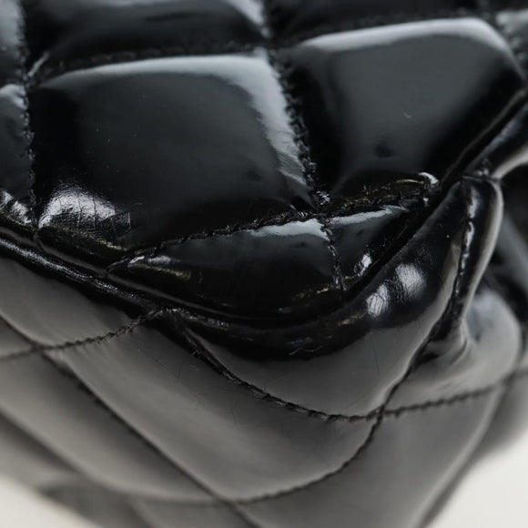 CHANEL Big Matelasse 30 Chain Bag Patent leather Black Silver CC Auth 200779M