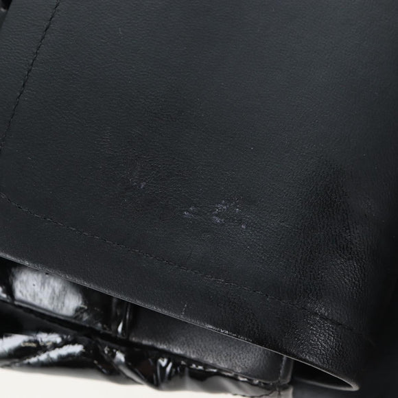 CHANEL Big Matelasse 30 Chain Bag Patent leather Black Silver CC Auth 200779M