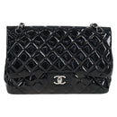 CHANEL Big Matelasse 30 Chain Bag Patent leather Black Silver CC Auth 200779M-13