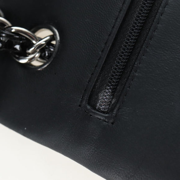 CHANEL Big Matelasse 30 Chain Bag Patent leather Black Silver CC Auth 200779M