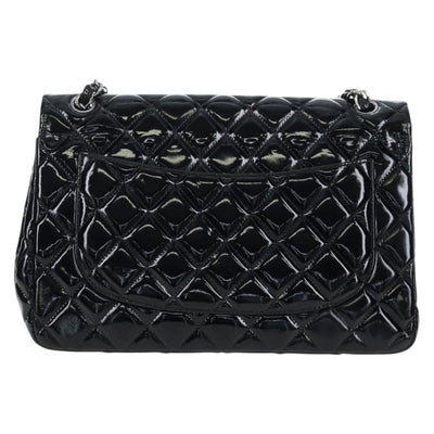 CHANEL Big Matelasse 30 Chain Bag Patent leather Black Silver CC Auth 200779M - 0
