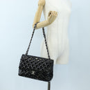 CHANEL Big Matelasse 30 Chain Bag Patent leather Black Silver CC Auth 200779M-33