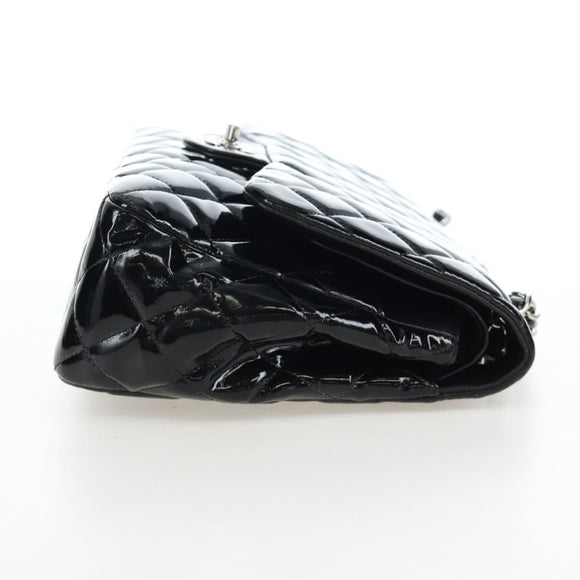 CHANEL Big Matelasse 30 Chain Bag Patent leather Black Silver CC Auth 200779M