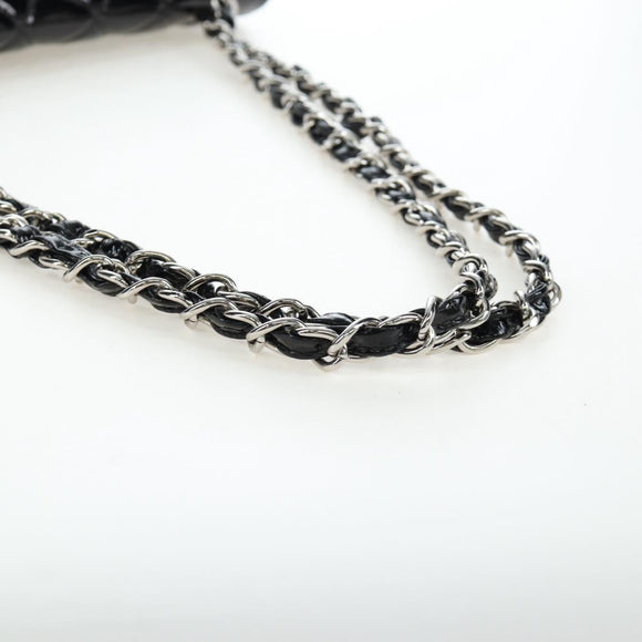 CHANEL Big Matelasse 30 Chain Bag Patent leather Black Silver CC Auth 200779M