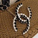 CHANEL Chain Shoulder Bag Raffia 2way Beige Gold CC Auth 200780SAM-15