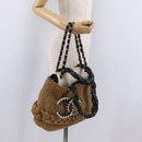 CHANEL Chain Shoulder Bag Raffia 2way Beige Gold CC Auth 200780SAM-27