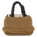CHANEL Chain Shoulder Bag Raffia 2way Beige Gold CC Auth 200780SAM-3