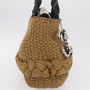 CHANEL Chain Shoulder Bag Raffia 2way Beige Gold CC Auth 200780SAM-5