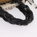 CHANEL Chain Shoulder Bag Raffia 2way Beige Gold CC Auth 200780SAM-6