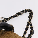 CHANEL Chain Shoulder Bag Raffia 2way Beige Gold CC Auth 200780SAM-9