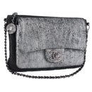 CHANEL Matelasse Chain Shoulder Bag Lamb Skin Black Silver CC Auth 200782V-1