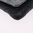 CHANEL Matelasse Chain Shoulder Bag Lamb Skin Black Silver CC Auth 200782V-14