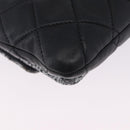 CHANEL Matelasse Chain Shoulder Bag Lamb Skin Black Silver CC Auth 200782V-16