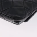 CHANEL Matelasse Chain Shoulder Bag Lamb Skin Black Silver CC Auth 200782V-9