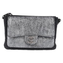 CHANEL Matelasse Chain Shoulder Bag Lamb Skin Black Silver CC Auth 200782V-13