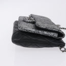 CHANEL Matelasse Chain Shoulder Bag Lamb Skin Black Silver CC Auth 200782V-3