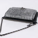 CHANEL Matelasse Chain Shoulder Bag Lamb Skin Black Silver CC Auth 200782V-6