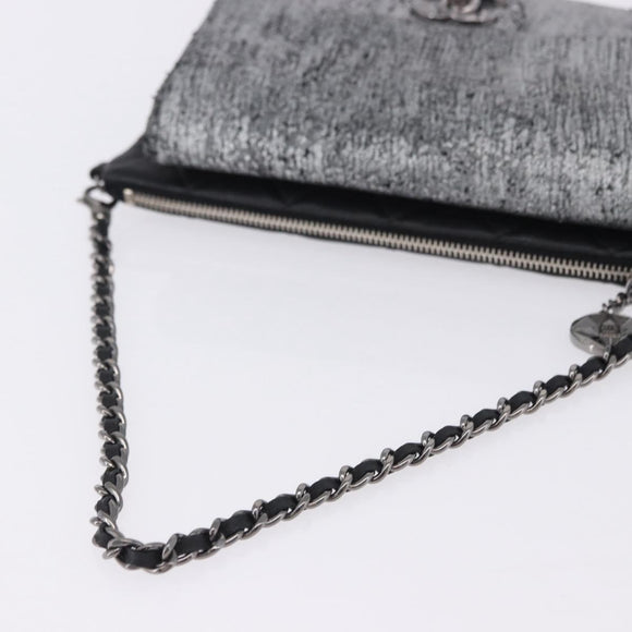 CHANEL Matelasse Chain Shoulder Bag Lamb Skin Black Silver CC Auth 200782V