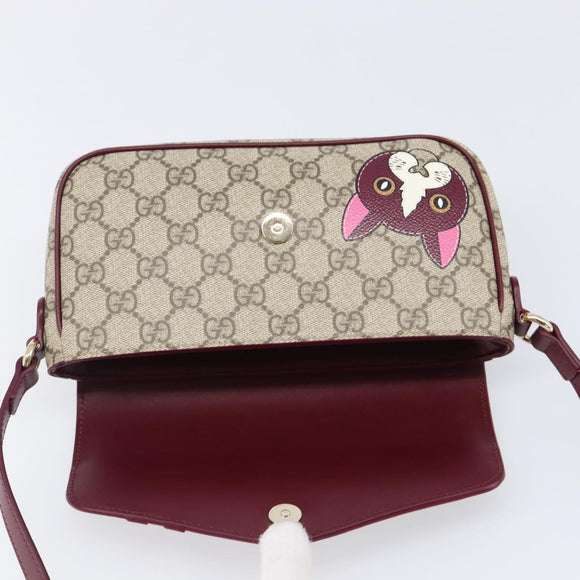 GUCCI GG Supreme Shoulder Bag PVC Beige Gold 818764 Auth 200784M