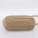 Miu Miu Matelasse Hand Bag Leather 2way Beige Gold Tone Auth 200801V-5