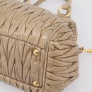 Miu Miu Matelasse Hand Bag Leather 2way Beige Gold Tone Auth 200801V-16