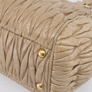 Miu Miu Matelasse Hand Bag Leather 2way Beige Gold Tone Auth 200801V-18
