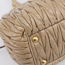Miu Miu Matelasse Hand Bag Leather 2way Beige Gold Tone Auth 200801V-9