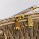 Miu Miu Matelasse Hand Bag Leather 2way Beige Gold Tone Auth 200801V-10