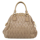 Miu Miu Matelasse Hand Bag Leather 2way Beige Gold Tone Auth 200801V-13