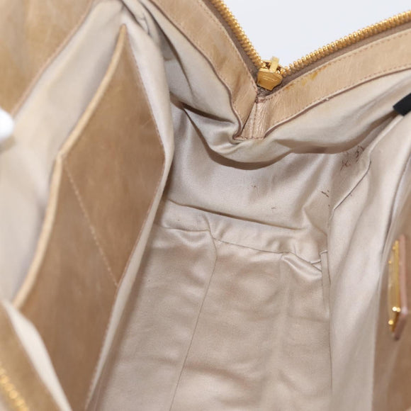 Miu Miu Matelasse Hand Bag Leather 2way Beige Gold Tone Auth 200801V