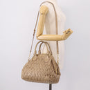 Miu Miu Matelasse Hand Bag Leather 2way Beige Gold Tone Auth 200801V-24
