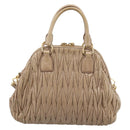 Miu Miu Matelasse Hand Bag Leather 2way Beige Gold Tone Auth 200801V-2