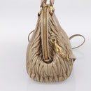 Miu Miu Matelasse Hand Bag Leather 2way Beige Gold Tone Auth 200801V-3
