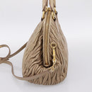 Miu Miu Matelasse Hand Bag Leather 2way Beige Gold Tone Auth 200801V-4