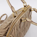 Miu Miu Matelasse Hand Bag Leather 2way Beige Gold Tone Auth 200801V-6