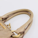 Miu Miu Matelasse Hand Bag Leather 2way Beige Gold Tone Auth 200801V-14