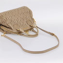 Miu Miu Matelasse Hand Bag Leather 2way Beige Gold Tone Auth 200801V-8