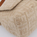 FENDI Mamma Baguette Shoulder Bag Wool Beige Silver Auth 200802V-16