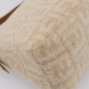 FENDI Mamma Baguette Shoulder Bag Wool Beige Silver Auth 200802V-18