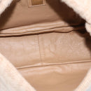 FENDI Mamma Baguette Shoulder Bag Wool Beige Silver Auth 200802V-11