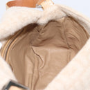 FENDI Mamma Baguette Shoulder Bag Wool Beige Silver Auth 200802V-20