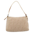 FENDI Mamma Baguette Shoulder Bag Wool Beige Silver Auth 200802V-2