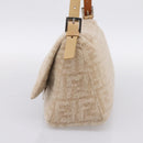 FENDI Mamma Baguette Shoulder Bag Wool Beige Silver Auth 200802V-4